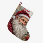 オールドサンタクロース ラージクリスマスストッキング (正面 (吊り時))