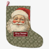 オールドサンタファッションドクラウスクリスマスストッキングシック ラージクリスマスストッキング (正面)