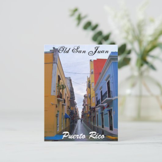 オールドサンファンプエルトリコハガキカラフルハウス ポストカード (スタンド正面)