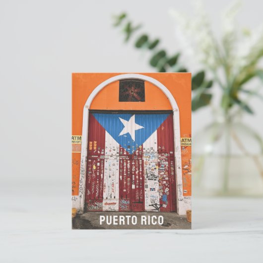 オールドサンフアンプエルトリカ国旗通りアートドア ポストカード (スタンド正面)