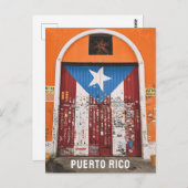 オールドサンフアンプエルトリカ国旗通りアートドア ポストカード (正面/裏面)