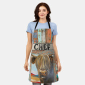 オールドシェフ素朴ハイランドカウエプロン エプロン (着用した状態)