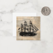 オールドシップファッションドアートヴィンテージ新聞スタイル ノートカード (正面/裏面インサイチュ)