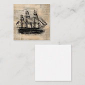 オールドシップファッションドアートヴィンテージ新聞スタイル ノートカード (正面/裏面)