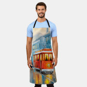 オールドシティトラム油彩画 エプロン (着用した状態)