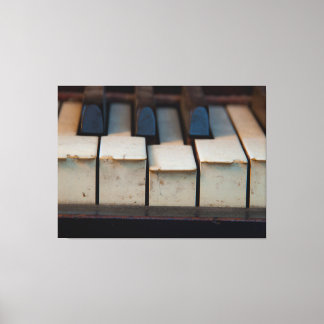 オールドシュルツアイボリーチップドピアノ鍵 キャンバスプリント