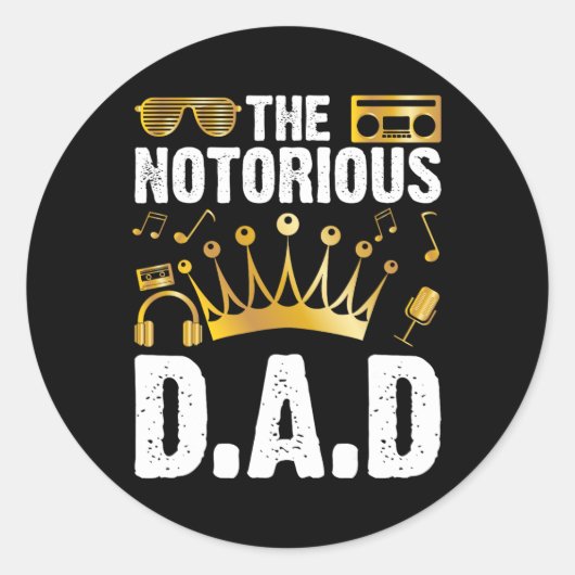 オールドスクールおもしろいヒップホップファーザズデイラッサッドパパ ラウンドシール (正面)
