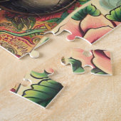 オールドスクールインク付き女 ジグソーパズル (側面)