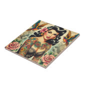 オールドスクールインク付き女 タイル (側面)