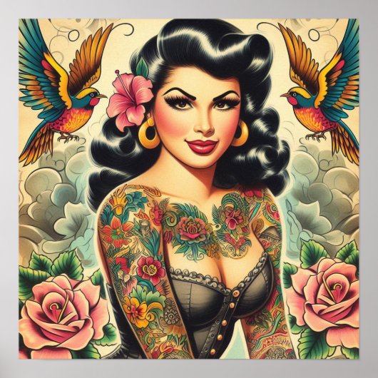 オールドスクールインク付き女 ポスター (正面)