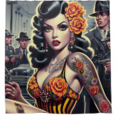 オールドスクールカワイイゴシックガール シャワーカーテン (正面)