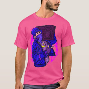 オールドスクールゲットブラスターヒップホップ音楽グラフィティ Tシャツ
