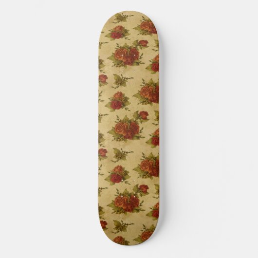 オールドスクールスケートボードとヴィンテージフローラプリント スケートボード (正面)
