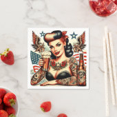 オールドスクールタトゥーガール スタンダードカクテルナプキン (インサイチュ)