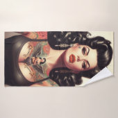 オールドスクールタトゥーガール バスタオル (バスタオル)