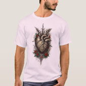 オールドスクールタトゥースタイルハートT Tシャツ (正面)