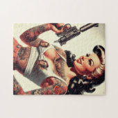 オールドスクールタトゥーホットガール ジグソーパズル (横)