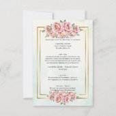 オールドスクールチャームピンク結婚フローラ 招待状 (裏面)