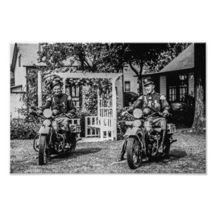 オールドスクールバイク警官ヴィンテージ フォトプリント
