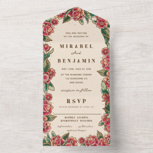 オールドスクールバラタトゥーアート オールインワン招待状