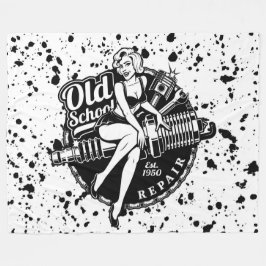 オールドスクールピンアップガール フリースブランケット