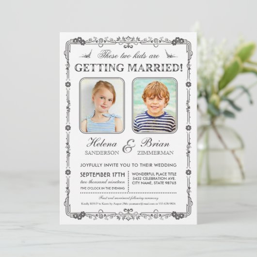 オールドスクールフォト結婚式招待状 招待状 (スタンド正面)