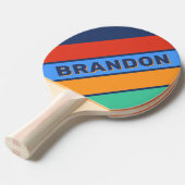 オールドスクールレトロはっきりしたレインボーと名前 卓球ラケット (正面アングル)