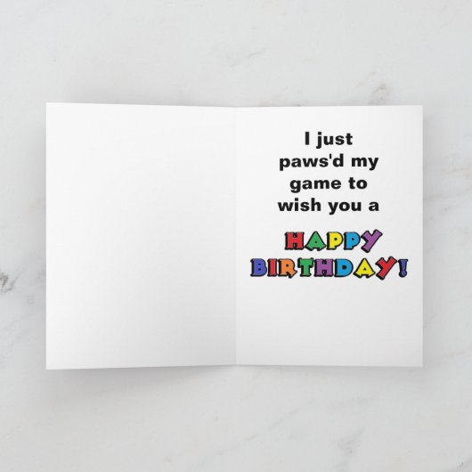 オールドスクールレトロビデオ猫ゲーマー誕生日カード カード (内部)