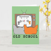 オールドスクールレトロビデオ猫ゲーマー誕生日カード カード (黄色い花)