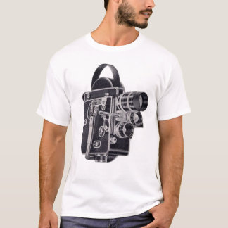 オールドスクールヴィンテージビデオカメラ青い女性ティー Tシャツ