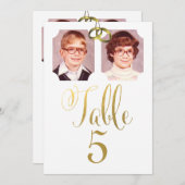 オールドスクール写真 ウェディングテーブルナンバーのカード 招待状 (正面/裏面)