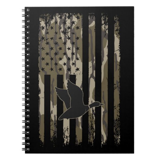 オールドスクール迷彩柄ダック狩りアメリカ国旗 ノートブック (正面)