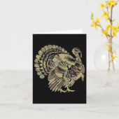 オールドスクール迷彩柄トルコ狩り感謝祭ギフト カード (黄色い花)