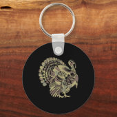 オールドスクール迷彩柄トルコ狩り感謝祭ギフト キーホルダー (正面)