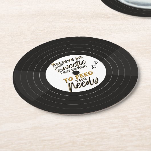 オールドスクール90のヒップホップ誕生日/ベビーシャワー ラウンドペーパーコースター (アングル)