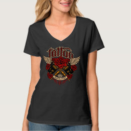 オールドスクール タトゥー サブカルチャー バラの拳 ダサかわTシャツ  Tシャツ
