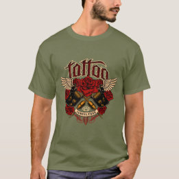 オールドスクール タトゥー サブカルチャー バラの甲手 Tシャツ