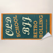 オールドスクールBJJレトロ転がズジム ビーチタオル (正面)