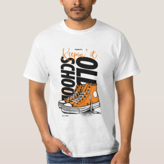 オールドスクールTシャツ - レトロオレンジスニーカー Tシャツ