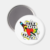 オールドスコールタトゥートゥルーデスダガーハート マグネット (正面/裏面)