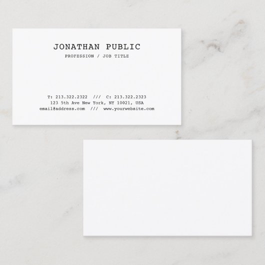 オールドスタイルのクラシックでノスタルジックな一見のシンプルで明白な上品 名刺 (正面/裏面)