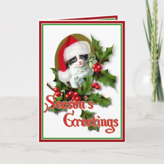 オールドスタイルクリスマスの子猫 シーズンカード (正面)
