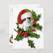 オールドスタイルヴィンテージクリスマスキットン シーズンポストカード (正面/裏面)