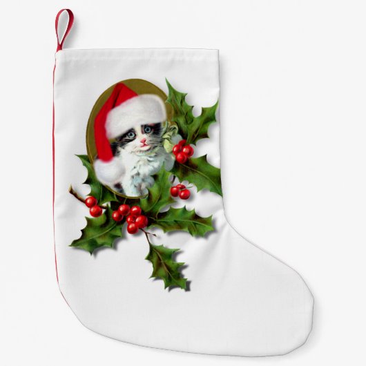 オールドスタイルヴィンテージクリスマスキットン スモールクリスマスストッキング (正面)