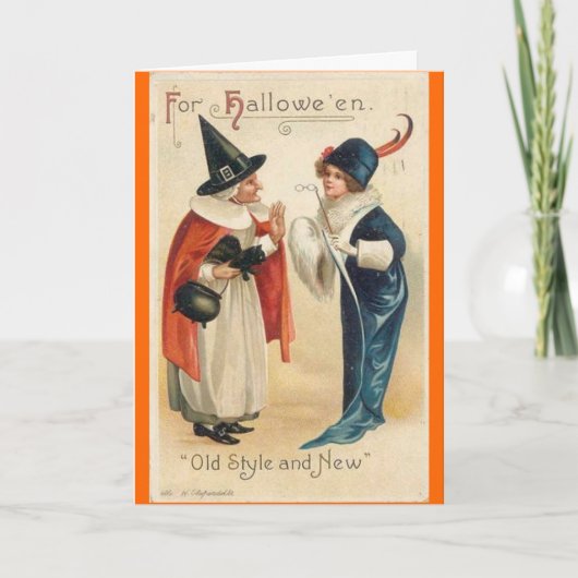 オールドスタイル及びハロウィンの新しい願い カード (正面)