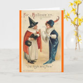 オールドスタイル及びハロウィンの新しい願い カード (黄色い花)