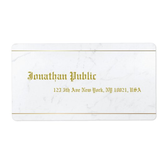 オールドスタイル ゴールドカリグラフィー エレガント マーブル シッピング ラベル (正面)
