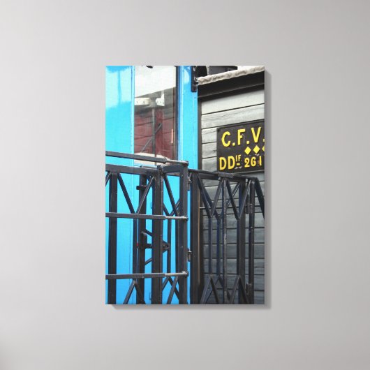 オールドスチームトレインルマストロブルーワゴンキャンバス キャンバスプリント (正面)