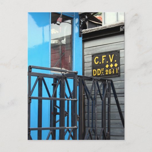 オールドスチームトレインルマストロブルーワゴンポストカード ポストカード (正面)