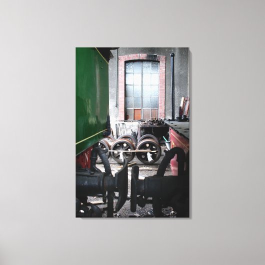 オールドスチームトレインルマストロレールヤードキャンバス キャンバスプリント (正面)